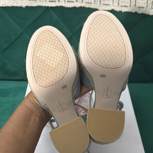 Blue Platform Sandals with T-Strap Design - Picture 4 of 5